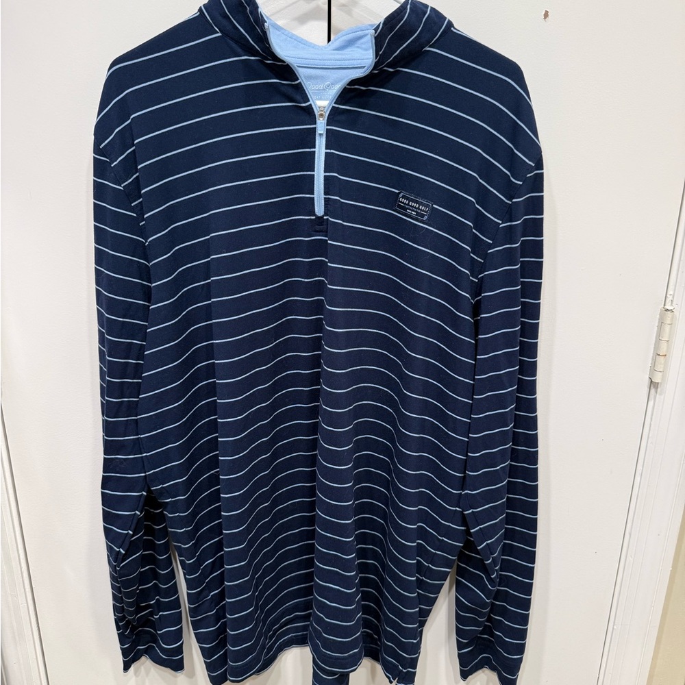 Good Good Golf Navy Striped Pullover 1/4 Zip